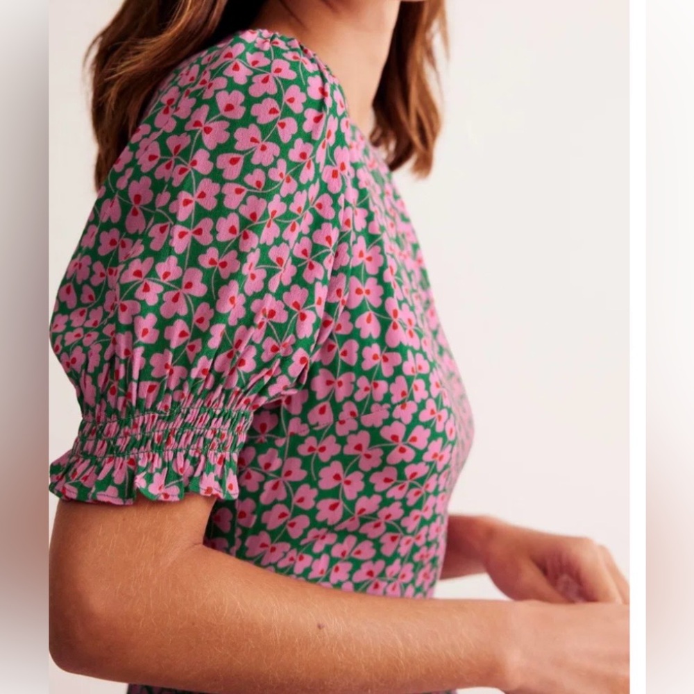 Boden Pink Floral Midi Dress - Picture 2 of 9